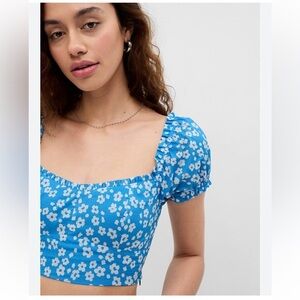 GAP Organic Cotton Puff Sleeve Crop Top Size Large Brand New With Tags